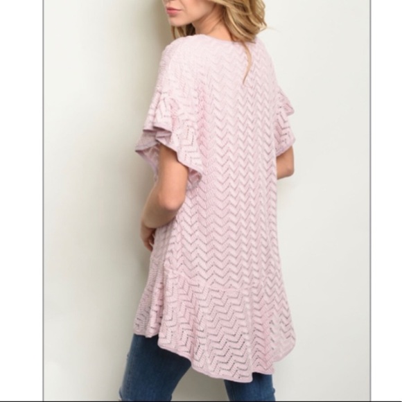 entro | Tops | Pink Ruffle Sleeve Tunic Top | Poshmark
